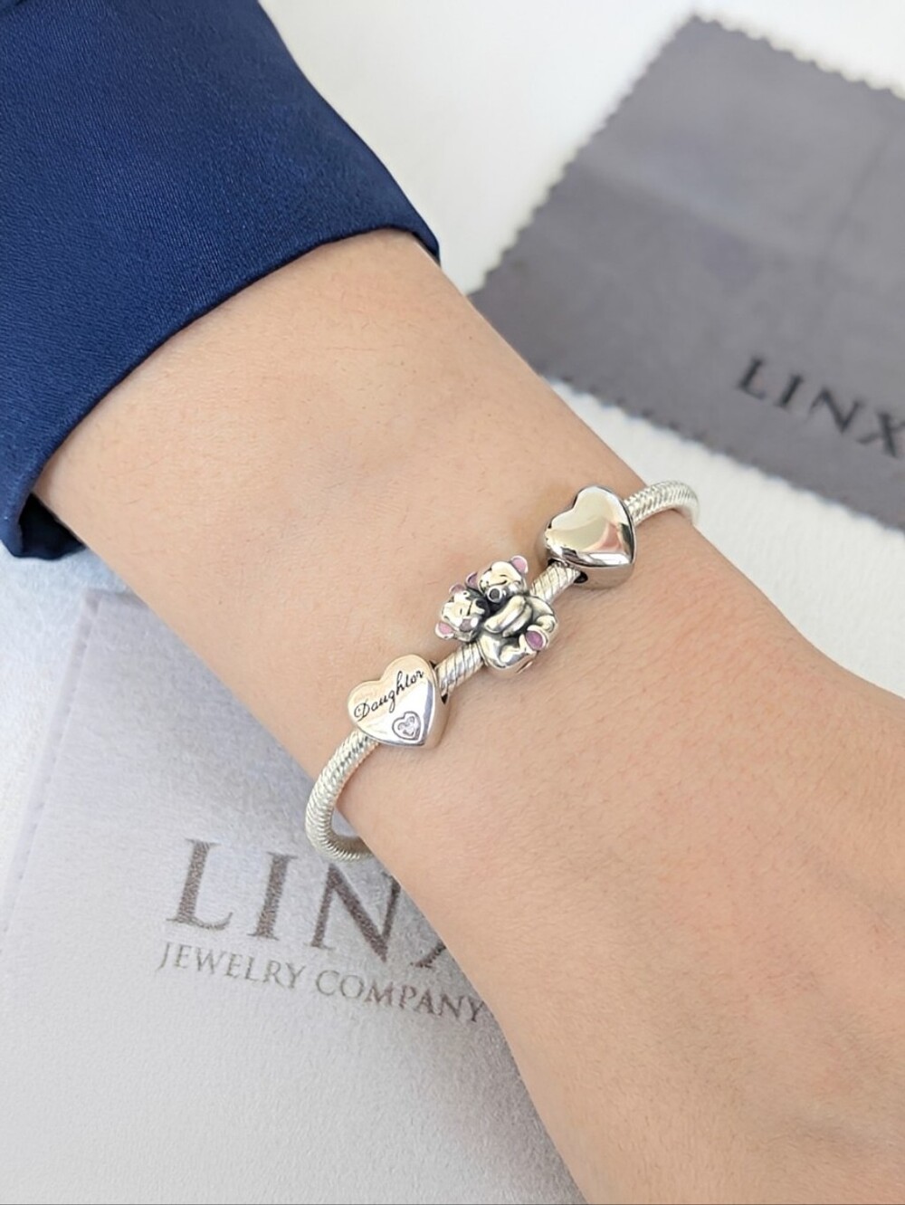 Linx Snake Chain Bracelet with Girlfriend Themed Charms 925 sterling silver